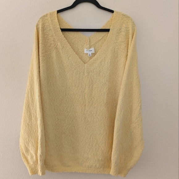 HEYSON Pale Yellow/Butter V-Neck 90s Style Boucle Sweater sz 3XL Retro 90s Mom - Picture 1 of 10